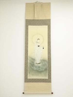 旭堂筆　観音　肉筆絹本掛軸（共箱）